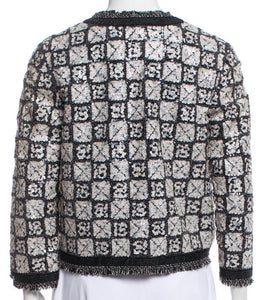 Chanel 10P 2010 Spring NWT New with Tags Sequin Grey Cardigan Jacket FR 46 US 12/14
