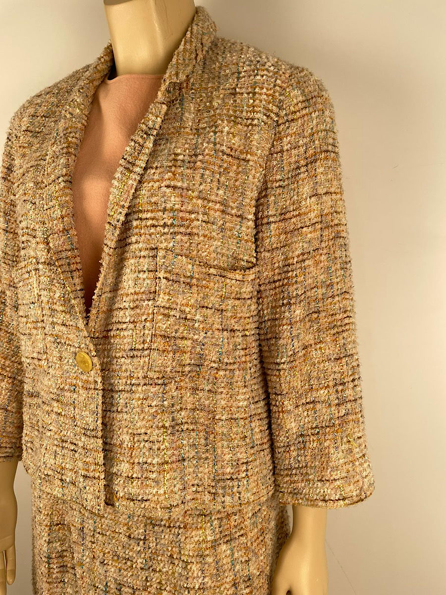 HelensChanel Vintage Chanel Tweed Multicolor Suit Jacket Set US 12