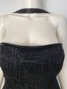 Vintage Chanel 00A, 2000 Fall Autumn Black Tassel Beaded Tube Camisole Top Blouse FR 40 US 4