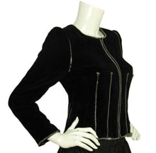 Load image into Gallery viewer, Chanel Vintage 06A 2006 Fall Autumn &quot;washed&#39;Velvet Jacket w/ chains FR 42 US 6/8