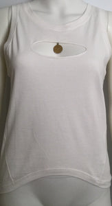 New with Tags Chanel 2007 Spring, 07P White medallion Charm tee Cotton T-shirt FR 40 US 6