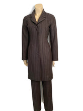 Load image into Gallery viewer, Vintage Chanel Identification 99A, 1999 Fall Gray Brown Pinstripe Pant Suit Set FR 34 US 2