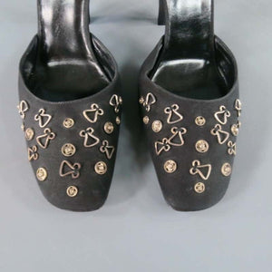 Vintage CHANEL Hook Snaps Black Ankle Strap Pumps EU 39.5