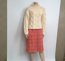 Load image into Gallery viewer, 97P, 1997 Spring Vintage Chanel Boutique Orange Tweed Plaid Wool Skirt US 10