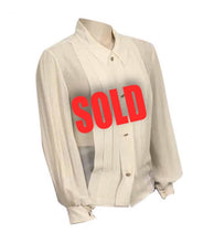 Load image into Gallery viewer, 1987, Collection 20 Vintage Chanel Ivory Ecru Silk pleated Button down Blouse Top US 12
