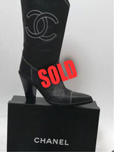Load image into Gallery viewer, Chanel Black Cowboy Western Boots EU 38.5 US 7.5