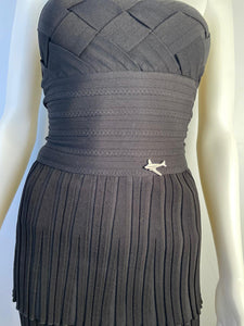 Chanel 08C 2008 Cruise Black Pleated Skirt Set Dress FR 36 US 4