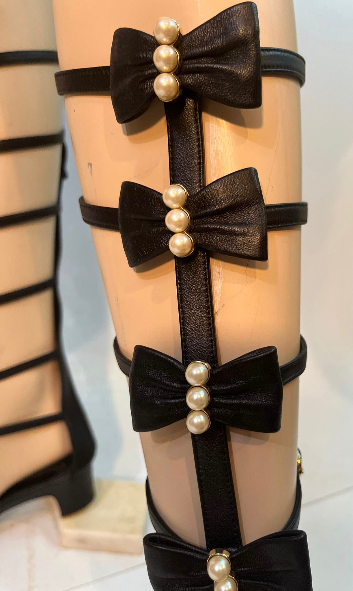 Chanel 16S 2016 Summer Tall Gladiator Sandals w Leather Bows and