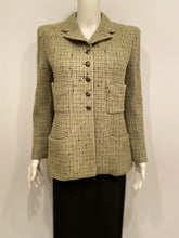 Load image into Gallery viewer, 97A, 1997 Fall Vintage Chanel Green Tweed Jacket FR 42 US 6/8