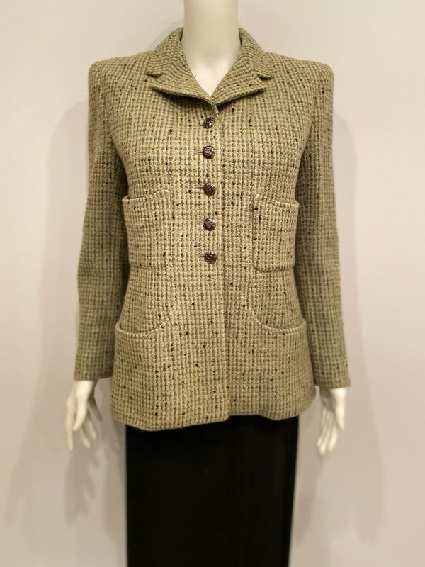 Chanel Spring 1997 Mint Green Tweed Blazer · INTO