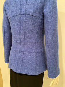 Vintage Chanel 99A, 1999 Fall Blue Boiled Wool Jacket Blazer FR 44