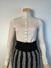 Load image into Gallery viewer, Chanel Satin Silk Pearl CC logo buttons Ivory Blouse FR 34