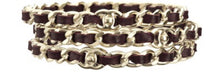 Load image into Gallery viewer, Chanel 12P 2012 Spring Set of 3 Chain Leather CC Brown Bracelet Bangles