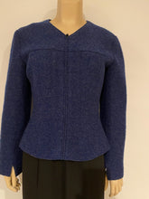 Load image into Gallery viewer, Vintage Chanel Identification 99A, 1999 Fall Boiled Wool Dark Blue Jacket FR 40