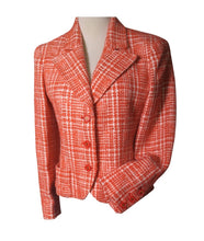 Load image into Gallery viewer, 97P, 1997 Spring Chanel Boutique Vintage Orange Plaid Tweed Blazer Dress Jacket US 8