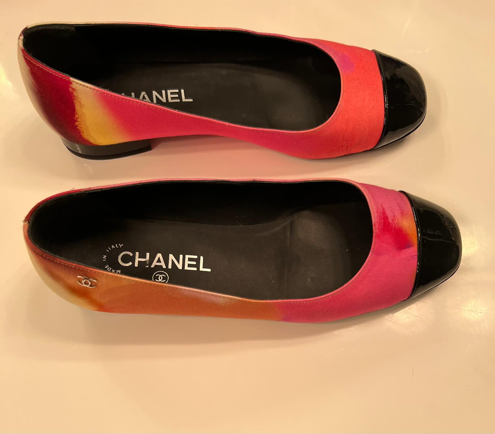 CHANEL black and white TWEED Ballet Flats Shoes 36 For Sale at 1stDibs