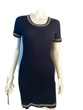 Load image into Gallery viewer, NWT Chanel 10P, 2010 Spring black gold trim chain dress FR 38