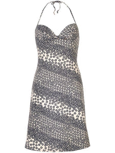 NWT Vintage Stretchy Chanel halter top swimwear 03P, 2003 Spring coverup dress beige black FR 38 US 2/4