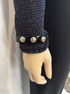 Vintage Chanel Black Sweater Patent Belt at Waist and Wrists FR 34/36 US 4