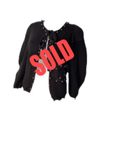 Load image into Gallery viewer, Chanel 09P 2009 Spring black CC logo knit silk cardigan with grey pearls FR 36 US 4