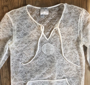 Chanel ‘Le Make Up De Chanel’ 04A, 2004 Fall Autumn lace pullover top blouse FR 40 US 4/6