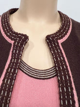 Load image into Gallery viewer, Chanel 05A 2005 Fall Cashmere Pink Brown Camisole Blouse Cardigan Twinset FR 34 US 2/4