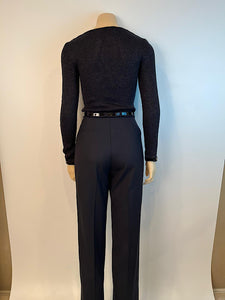 Vintage Chanel Black Sweater Patent Belt at Waist and Wrists FR 34/36 US 4