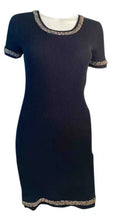 Load image into Gallery viewer, NWT Chanel 10P, 2010 Spring black gold trim chain dress FR 38