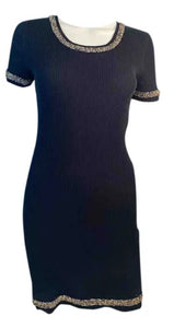 Vintage Chanel Embellished Lace Trim Linen Dress