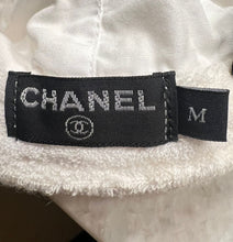 Load image into Gallery viewer, Chanel White CC Terry Cloth Cotton Baseball Cap Hat Size Medium