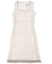 Load image into Gallery viewer, Chanel Vintage 04C 2004 Cruise Resort Ivory multicolor Pink Tweed Fringe Dress FR 42 US 6-8