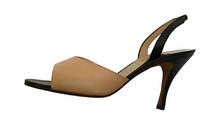 Load image into Gallery viewer, New Chanel peep toe sling backs bicolor beige tan black heel sandals EU 36 US 5/5.5