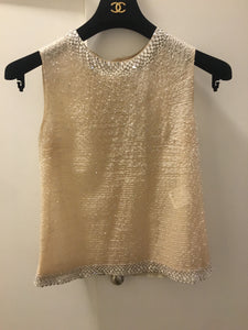 Rare Chanel 14P Runway 2 Piece Swarovski Crystal Blouse FR 36