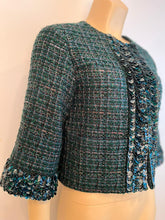 Load image into Gallery viewer, Chanel 12A 2012 Fall Tweed Sequin Green Jacket FR 34 US 2