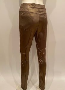Chanel 12A, 2012 Fall Paris Bombay Stretchy Gold Metallic Pants Leggings FR 40 US 4/6