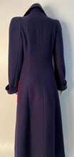 Load image into Gallery viewer, Chanel Vintage 97A 1997 Fall Navy Blue w Red Trim Long Heavy Wool Winter Coat FR 38 US 4