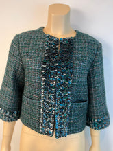 Load image into Gallery viewer, Chanel 12A 2012 Fall Tweed Sequin Green Jacket FR 34 US 2