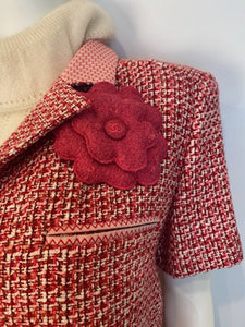 Chanel 09A, 2009 Fall Rose Color Skirt Suit with matching Camellia