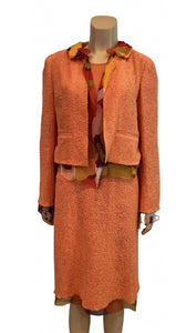 Chanel 00T 2000 Orange Multicolor Skirt Suit FR 40 US 6/8