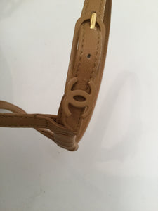 Chanel 04C 2004 Cruise Resort Vintage Tan Beige Trellis Leather Strap Trellis Caged Leather Strap Sandal Heels EU 38.5 US 7.5/8