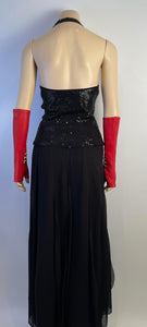Chanel Fingerless Lambskin Leather Long Red Gloves Size 7.5