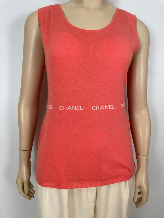 HelensChanel Chanel 04p, 2004 Spring Salmon/Orange Sleeveless Sweater “Chanel 8 Times in Design FR 42 US 8