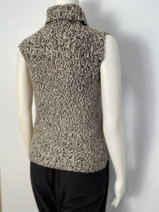 Chanel 04A 2004 Fall Cashmere Brown Cable Knit Tweed Turtleneck Sweater Top FR 36 US 4