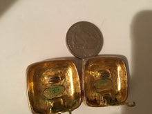 Load image into Gallery viewer, 1988 Chanel vintage oversized Square Gold Metal CC Logo Clip on Earrings