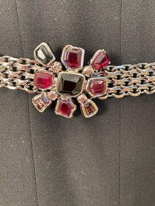 Chanel 04A, 2004 Fall Belt Red black Bordeaux gripoix ruthenium Metal chain belt