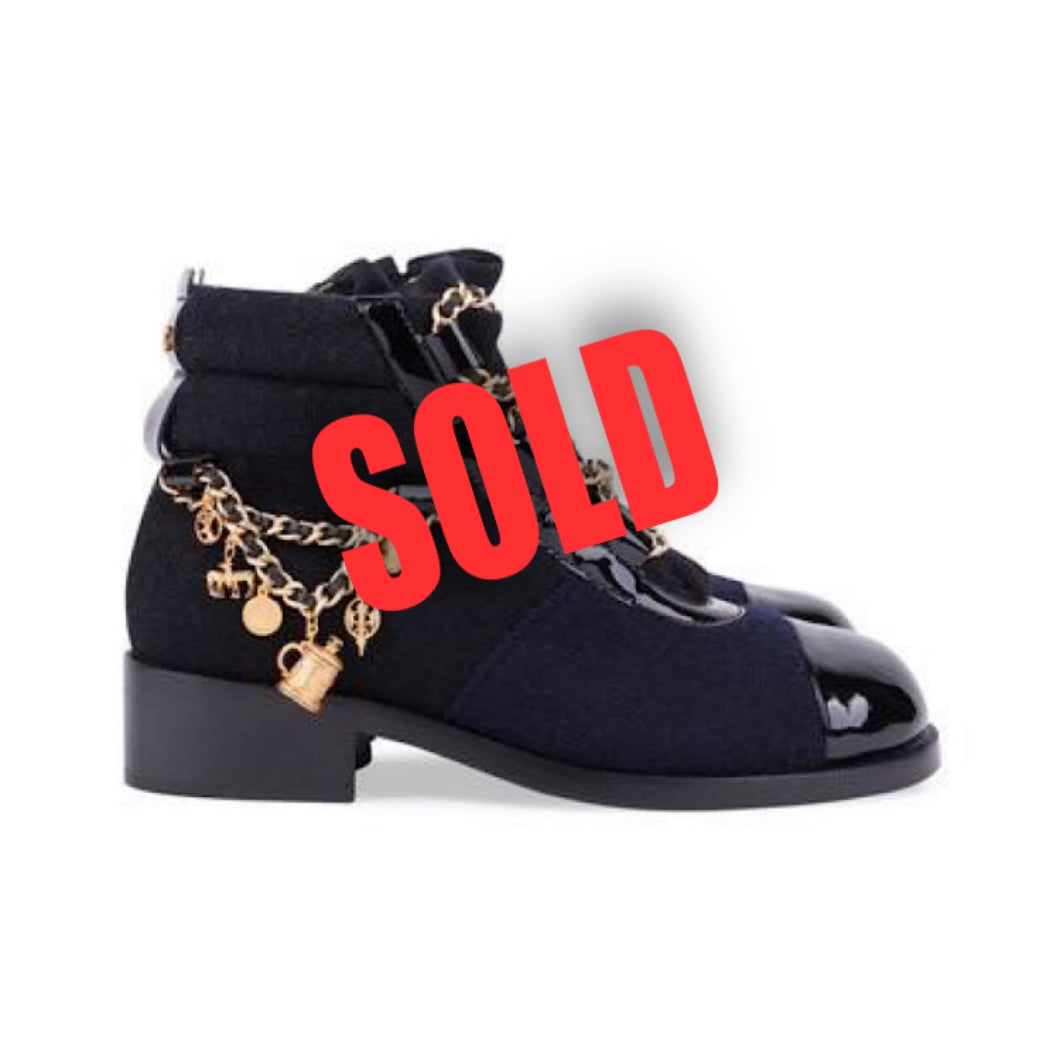 Chanel Buckle Boots in Black Size 39