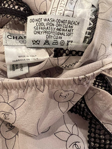 Rare Chanel Vintage 03A 2003 Fall Silk Lingerie 2 Piece sleepwear set boy short tank top camisole FR 40 US 6