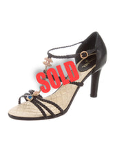 Load image into Gallery viewer, Chanel Black Stone CC logo Gripoix Sandal Heels EU 39.5 US