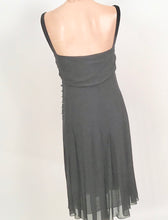 Load image into Gallery viewer, Vintage Chanel 00S, 2000 Spring Summer Black Draped Pleated Chiffon Silk Dress FR 38 US 4