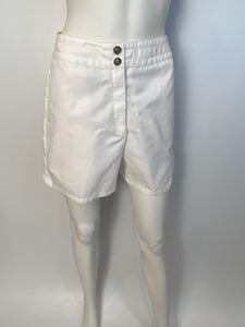 96P, 1996 Spring Vintage Chanel Boutique White Nylon Sport Shorts US 6